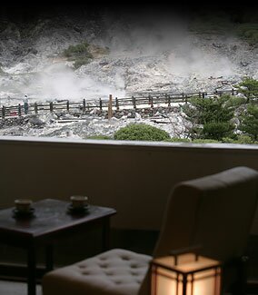 客室から見える雲仙地獄